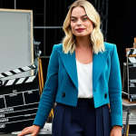 Margot Robbie와 하비 퀸 캐릭터 분석 - **

Margot Robbie as a confident film producer on a movie set, wearing a stylish, fully clothed prof...