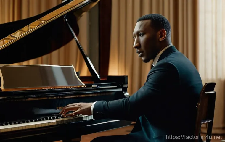 Mahershala Ali의 두 차례 오스카 수상 이유 - **Prompt 1: Don Shirley's Elegant Solitude**
A sophisticated Mahershala Ali as Don Shirley, sitt...